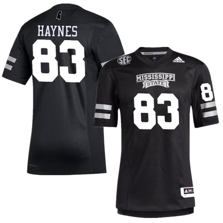 Men #83 Zachary Haynes Mississippi State Bulldogs College Football Jerseys Stitched-Black